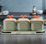 Seasoning Jar Set With Lid, Seasoning Box Organizer, 3 Piece Set Kitchen Containers for Coffee Sugar Or Spice Jar