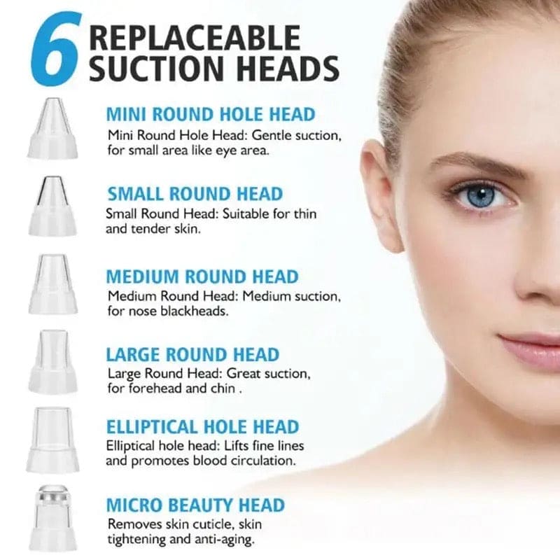 Electric Vacuum Pore Cleaner,  6 In 1 Blackheads Removing Device, Facial Black Spots White Dot Pimple Acne Cleaner, Beauty Extractor Skin Care Tools, Black Point Vacuum Suction Device, USB Rechargeable Bubble Beauty Instrument