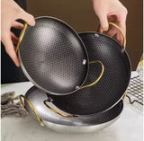 Stainless Steel Double Ear Cooking Pan, Multipurpose Kitchen Cooking Pan, Kitchen Gadgets