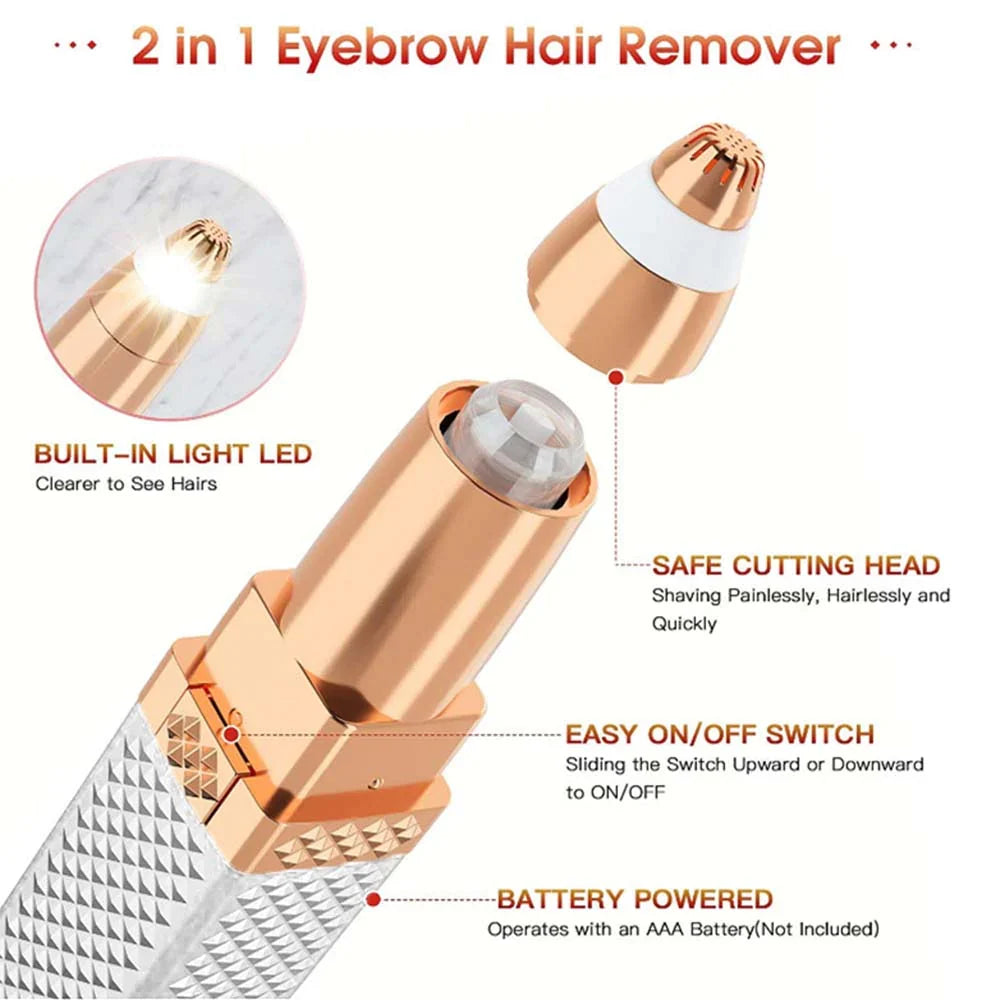 2 In 1 Facial Epilator, New Electric Eyebrow Trimmer, Portable Hair Remover, Painless Shaver for Women Bod, Facial Eyebrow Trimmer, USB Rechargeable Hair Shaving Device
