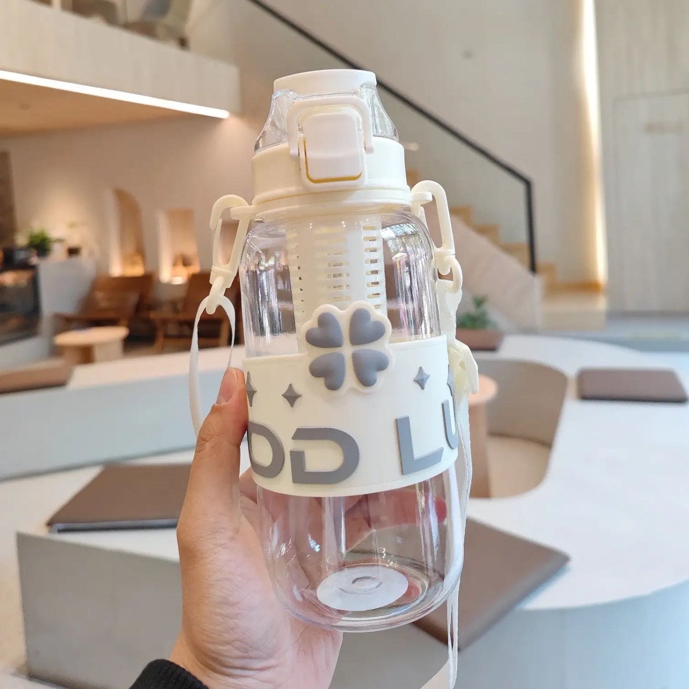 1L Student Summer Water Bottle, Fashion Plastic Bottle with Straw, Outdoor Sport with Tea Separator for Kids, 900ml Beverages Dispenser, Portable Drinking Water Bottle, Portable Drink Bottle For Outdoor, Kids Water Sippy Cup