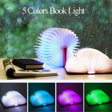 LED Wooden Book Lamp, 3D Folding Wooden Book Lamp, Multicolor Colors Folding Night Light, USB Recharge Wooden Book Light Decor, Book Light for Bedroom