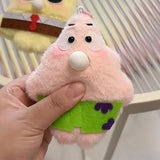 Animal Plush Toy, DIY Squeak Spit Bubbles Patrick Pendant, Cute Cartoon Animal Key Holder, Stuffed Hand Toys