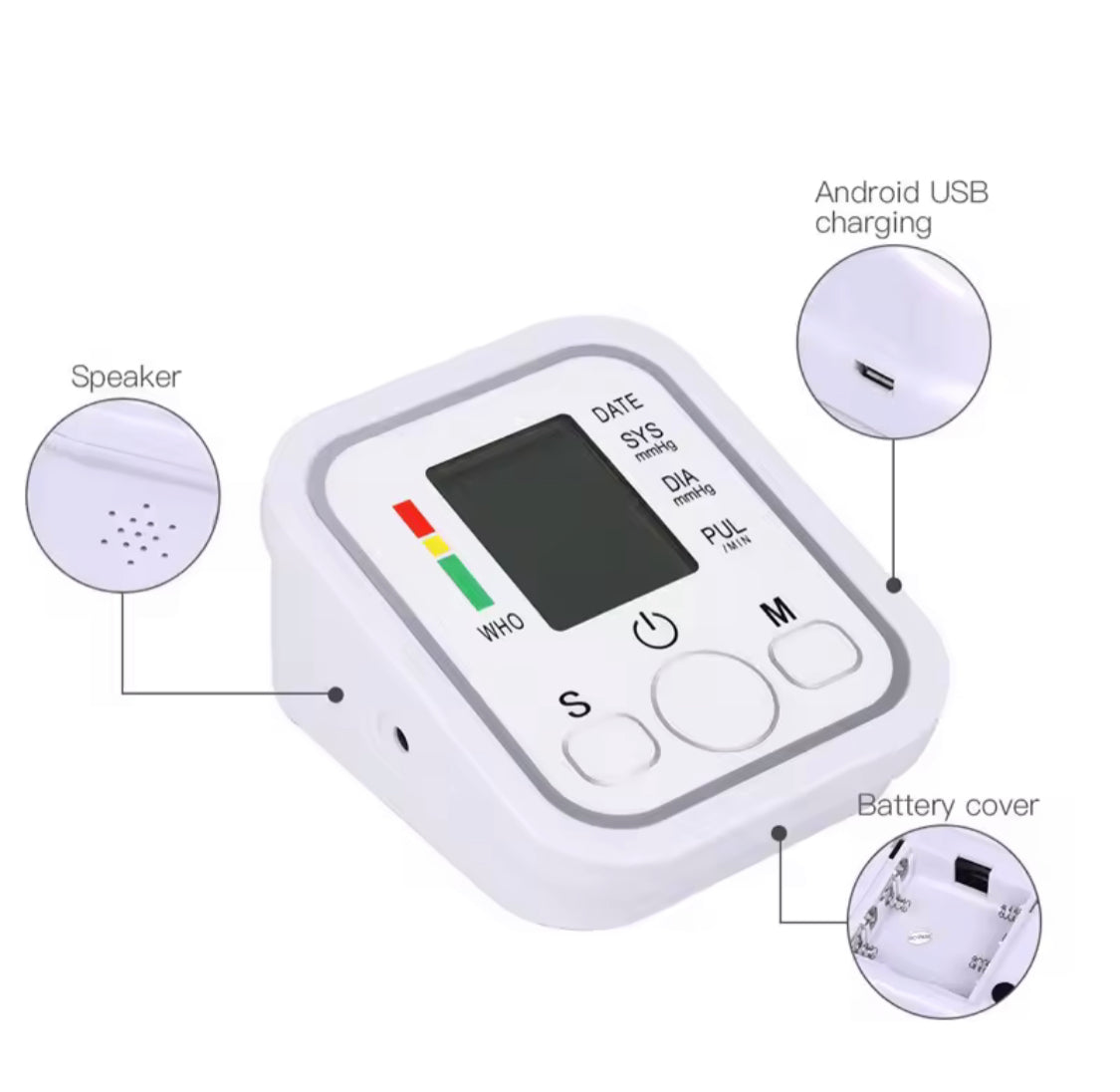 Digital Blood Pressure Monitor, Pressure Sensor Monitor Blood Pressure Equipment, Blood Pressure Monitor Kit, LED Display Medical Device