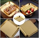 Luxury Square Stainless Steel Serving Tray, Snack Dish Serving Plate, Multipurpose Food Plate