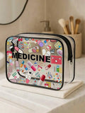 Transparent PVC Makeup Bag, Waterproof Printed Travel Toiletry Bag, Large Capacity Cosmetic Organizer