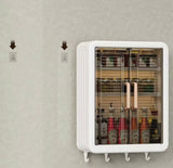 Multilayer Bathroom Storage Cabinet With Hooks, Kitchen Seasoning Storage Shelf, Multipurpose Cabinet with Doors and Shelves, Wall Mounted Cabinet, Home And Living Organizer