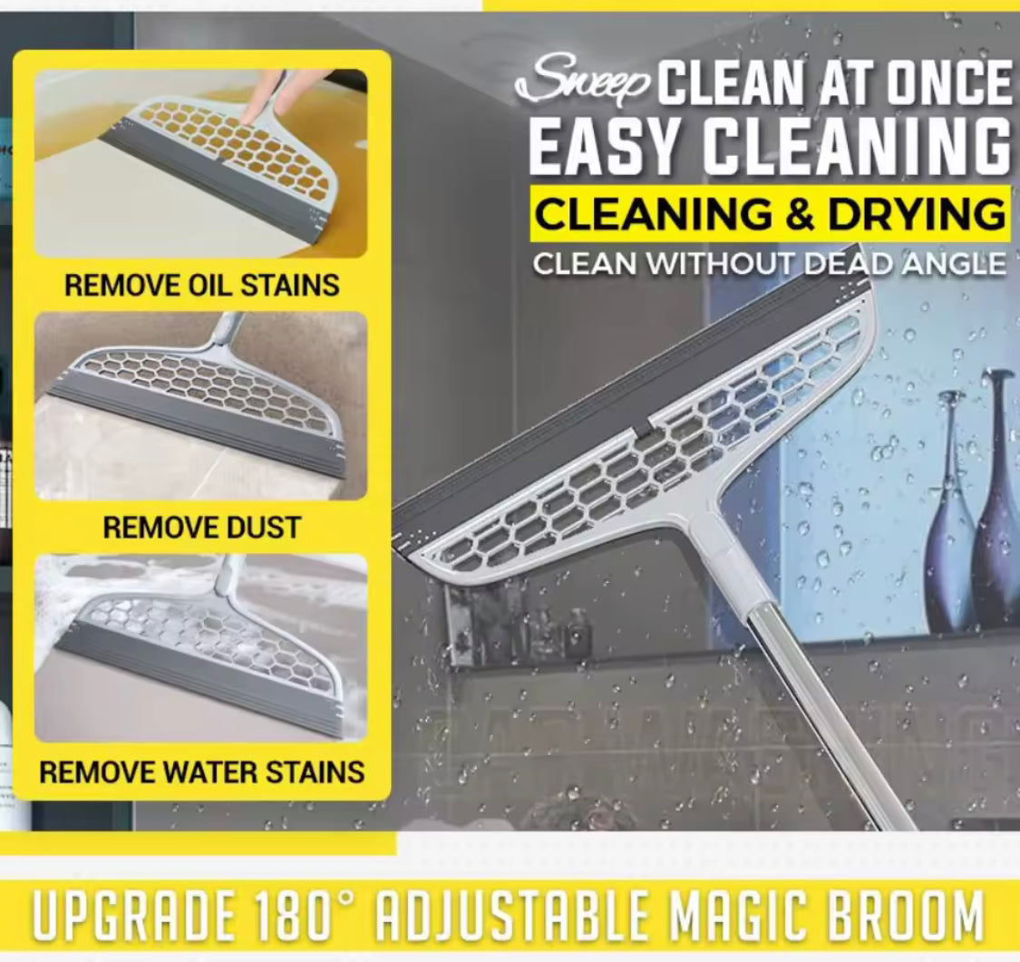 180° Rotatable Magic Rubber Broom Mop, Hand Dust Silicone Broom, Home Floor Cleaning Squeegee Wiper, Flooring Household Cleaning Tool