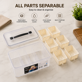 Multi Compartment Food Storage Box, 6 Compartments Food Storage Organizer Box, Kitchen Food Storage Container with Lid