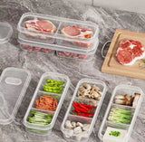 3 Compartments Meal Box With Lid, Rectangular Multi Grid Refrigerator Box, Transparent Plastic Sealing Box