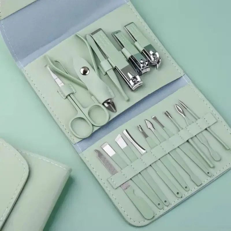 Set Of 16 Nail Clipper, Stainless Steel Manicure Kit With Folding Bag, Professional Pedicure  Beauty Tools Set, Cuticle Trimmer Manicure Scissors Nail Care Ingrown Toenail Removal Clippers, Foot Care Tool Nail Clippers Kit