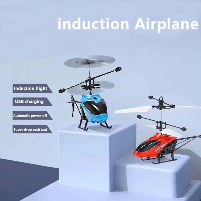 Mini RC Helicopter, 2Ch Electric Rc Flying Toy, Plastic Flashing Light Plane Toy, Mini Drone Flying Helicopter, Rechargeable Hand-Sensing Drone Copter Toy, Realistic Indoor Outdoor RC Helicopter Toy