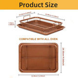 Set Of 2 Pcs Air Fryer Tray, Double Non Stick Crisper Tray, Multifunction Roasting Frying Basket, Heat Resistance Oven Grill Pan Basket, Cooling Grill Pan Plate With Handles