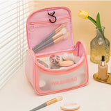 Clamshell Makeup Travel Bag, Washday Beauty Bag, Portable Transparent Makeup Bag, Female Shower Wash Bag, Multipurpose Women Cosmetic Bag, PVC Waterproof Handbags, Travel Toiletry Washbag With Zipper