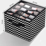 12 Grid Foldable Shoe Storage Box with Dividers, Non Woven Fabric Shoe Organizer, Dust proof Closet Storage Bag, Under Bed Shoes Organizer