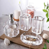Acrylic Bathroom Set, Crystal Glass Soap Dispenser, Crystal Bathroom Decoration Accessories Set Of 4, Acrylic Bathroom Accessory Set