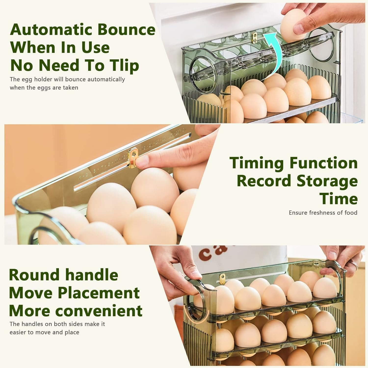 Acrylic Egg Organizer, 30 Grids Egg Storage Box, Egg Fresh Keeping Case, Multi Layer Egg Tray Organizer, Creative Flip Egg Box,  3 Layer Flip Fridge Egg Tray Container, Kitchen Countertop Fresh Egg Storage Container, Folding Egg Tray