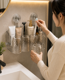 4 in 1 Wall Mounted Toothbrush Holder, Luxury Bathroom Storage And Cup Holder, Bathroom Essentials Wall Organizer