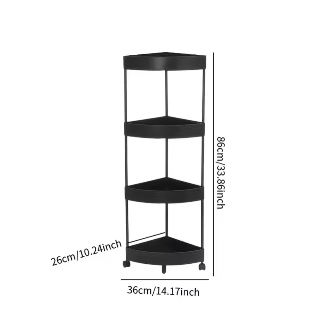 4 Layer Storage Rack, Multipurpose Floor Corner Rack, Movable Bathroom Corner Shelf