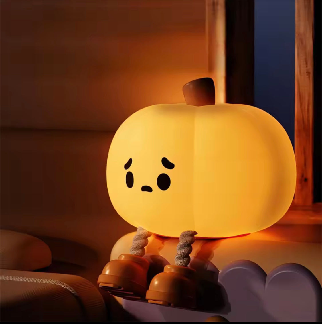 Halloween Pumpkin Night Light Lamp, Cute Pumpkin LED Lamp, Rechargeable Silicone Kids Pumpkin Lamp, Pumpkin Shaped Lamp For Decor