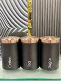 3pcs Coffee Tea And Sugar Jar With Lid, Moisture Proof Kitchen Storage Airtight Cans, Coffee Beans Tea Snacks Sealed Container, Seasoning Bottle Spice Jars, Stainless Steel Kitchen Storage Pots