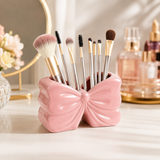 Elegant Bow Shape Cosmetic Brush Organizer, Decorative Beauty Brush Holder, Dual Purpose Ceramic Bow Organizer, Vanity Storage Holder