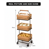 3 Tier Metal Storage Rack, Space Saver Utility Organizer, Kitchen And Bathroom Storage Trolley, Premium 3 Layer Storage Rack