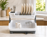 2 Tier Dish Drying Rack with Cutlery Holder, Utensils Dishes Drying Drainer, Kitchen Bowl Plate Tableware Rack, Dinnerware Organizer Basket