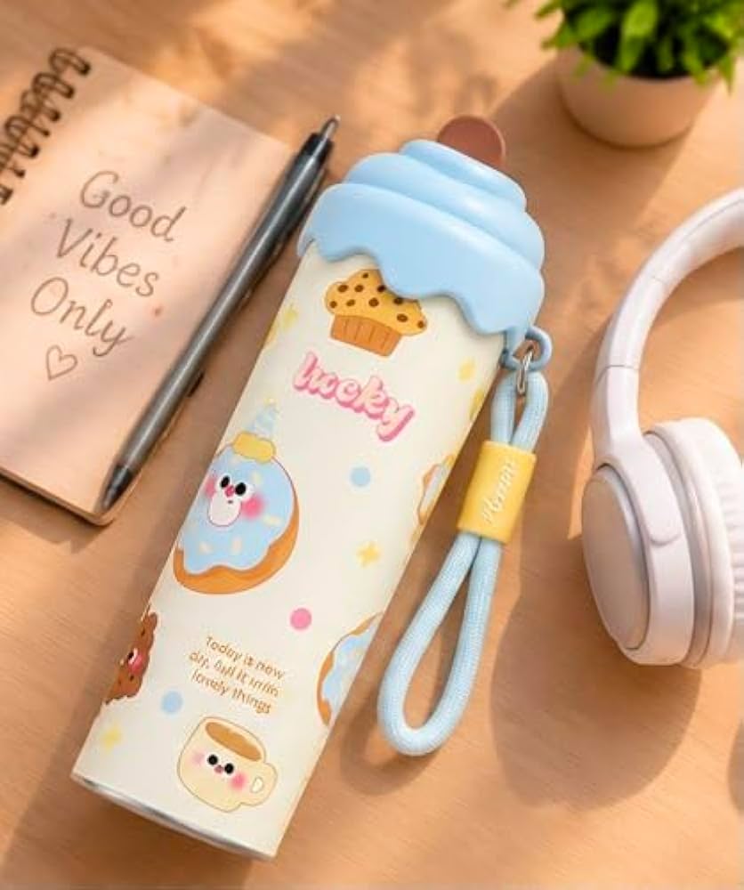 Stainless Steel Insulated Water Bottle, Cute Cartoon Kids Water Bottle, Leakproof Hot And Cold Flask, School Travel Bottle