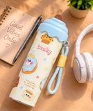 Stainless Steel Insulated Water Bottle, Cute Cartoon Kids Water Bottle, Leakproof Hot And Cold Flask, School Travel Bottle