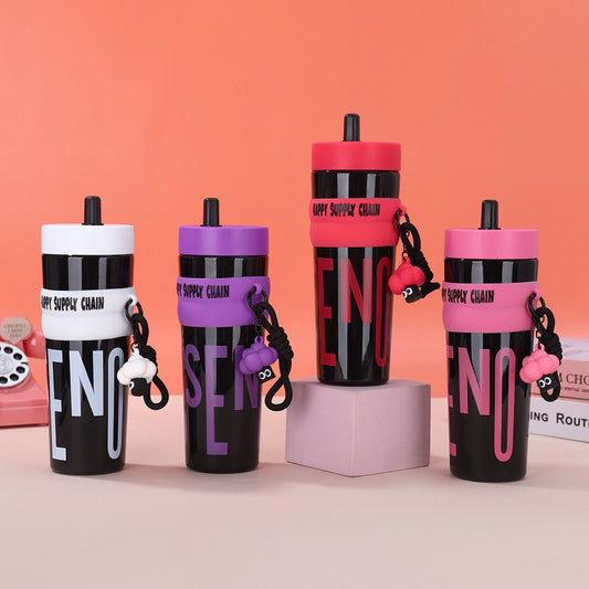 950ml Outdoor Sports Large Capacity Straw Cup, Portable Leakproof Insulated Travel Mug, High Appearance Girls Handy Cup With Straw