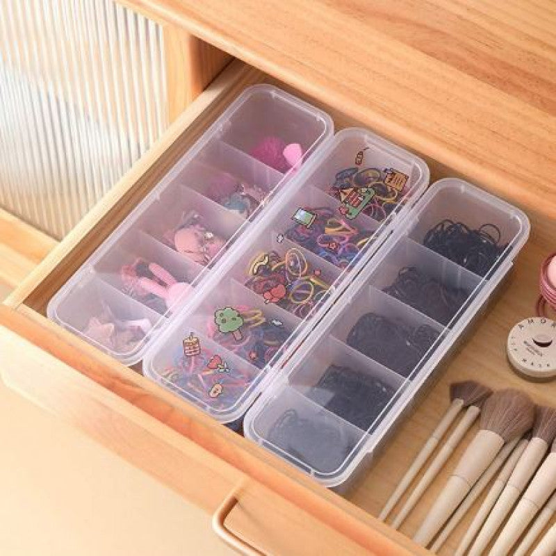 Multi Compartment Data Cable Storage Box, Transparent Data Cable Organizer With Lid, Dustproof Desktop Organizer For Office Home