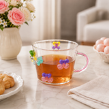 3D Bow Crystal Charm Glass Cup,     Aesthetic Bow Crystal Drop Glass Mug, Cute Bow & Sparkle Charm Glass Cup, Kawaii Bow Transparent Glass Cup