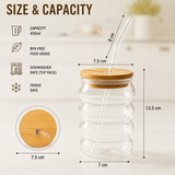 Bubble Glass Tumbler with Lid and Straw, Iced Coffee Mug With Straw With Wooden Lid, Drinking Cup With Lid And Straw
