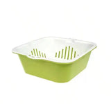 2 In 1 Plastic Drainage Basket, Square Fruit and Vegetable Filter Basket, Fruits And Vegetables Strainer Basket With Cover
