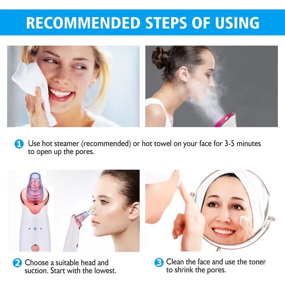 Bubble Black Head Remover, Vacuum Pore Cleaner, Acne Cleanser, Black Spots Removal, Face Nose Deep Cleaning Tools, Pimple Pore Cleansing Device, Beauty Skin Care Tool, 5 Sensors USB Rechargeable Blackhead Vacuum Cleaner Kit for Women and Men