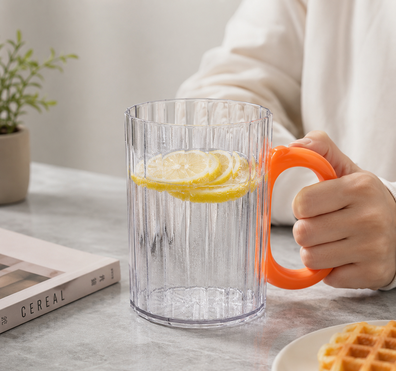 Transparent Toothbrush Holder Cup with Handle, Multipurpose Vanity Organizer Cup, Nordic Transparent Bathroom Mug