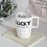 380ml Insulated Cup With Straw, Vacuum Insulated Coffee Mug with Straw, Double Wall Vacuum Tumbler, Stainless Steel Coffee Tumbler