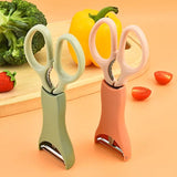 Kitchen Scissor Peelar Set, 3 In 1 Melon Planer, Wovilon Scissor And Peelar, Multipurpose Food Shear, Practical Kitchen Cutting Tool, Heavy Duty Meat Poultry,  Stainless Steel Utility for Ultra Sharp Seafood Herb Serrated