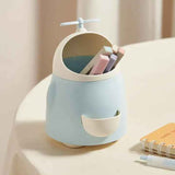 Cute Fan Design Storage Bucket, Multifunctional Pen Holder With Sharpener, Desktop Makeup Brush Storage Box