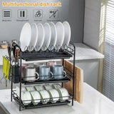 3-Tier Dish Drying Rack, Kitchen Storage Shelf, Kitchen Organizer Drainer