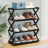 4 Tier Modern X Shoe Rack, Simple Multi Layer Space Saving X-shaped Shoe Rack, Dustproof Storage Shelf Shoes Organizer, Creative Fabric Dustproof Shoe Rack, Multi Layer Shoe Storage Rack For Home