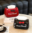 Elegant Bow Tissue Box Cover, Luxury Ribbon Tissue Holder, Glossy Bow Tissue Dispenser