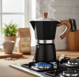 Manual Espresso Coffee Maker With Wooden Handle, Italian Espresso Brewer, Durable Mocha Maker Pot