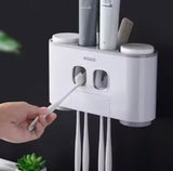 Wall Mounted Toothbrush Holder And Toothpaste Dispenser, Toothpaste Squeezer, Hands Free Toothpaste Dispenser, Toothbrush Holder, Bathroom Organizer