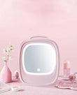 Portable Mini Fridge For Skin Care, Cosmetic Refrigerator With Mirror And LED, Mini Table Top Skin Care Fridge