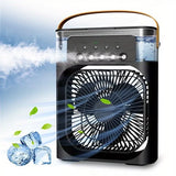 Humidifier Cooling Fan, Personal USB Air Cooler Fan, Mini Air Freshener Cooling Fan, Water Mist Humidification Fan, 3 In 1 Portable Fan Air Conditioner, Desktop Electric Fan Air Cooler, 7 Colors LED Light Humidifier, USB Powered Mini AC