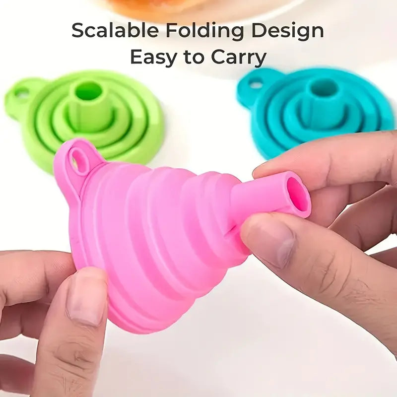 Flexible Silicone Foldable Kitchen Funnel, Liquid Oil Hopper Tool Kitchen Funnels for Bottle Liquid Transfer