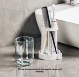Portable Toothbrush Holder With Mouthwash Cup, Toothpaste  Storage Shelf, Toothbrush Holder With Dust Cover, Toiletries Bathroom Organizer