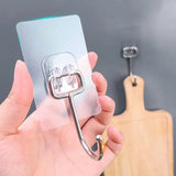 Set of 10 Rotatable Sticky Hanger, Transparent Wall Hooks, Strong Self Adhesive Anti-slip Hook, Punch Free No Trace Storage Hangers For Home Kitchen Bathroom, Multipurpose Wall Hanger, Load Bearing Sticky Hooks